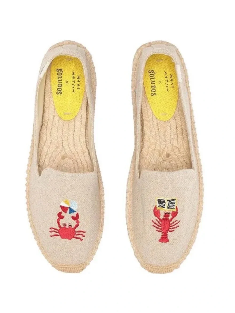 Soludos Beige Canvas Espadrilles with Natural Jute Sole Lobster/Crab
